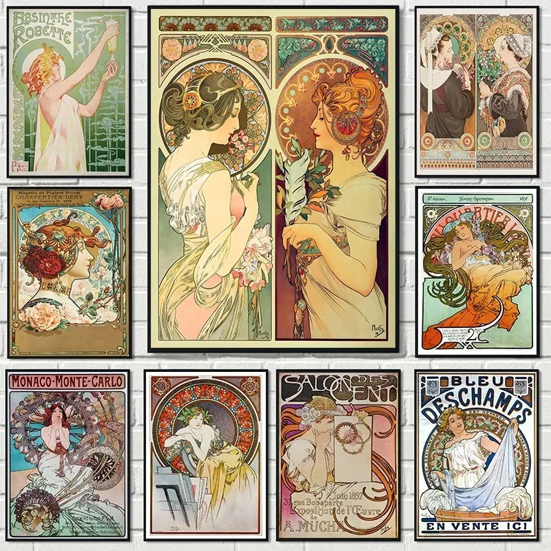 Vintage Alphonse Mucha Classic Artwork Nouveau Art Poster and Prints Canvas Painting Wall Art Pictures Home Room Decor