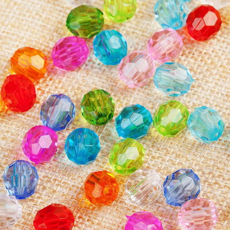 500g 8/10mm Transparent Bead Angle Bead 32 Section Acrylic A Material Imitation Crystal Loose Bead DIY Bouquet Beading Material