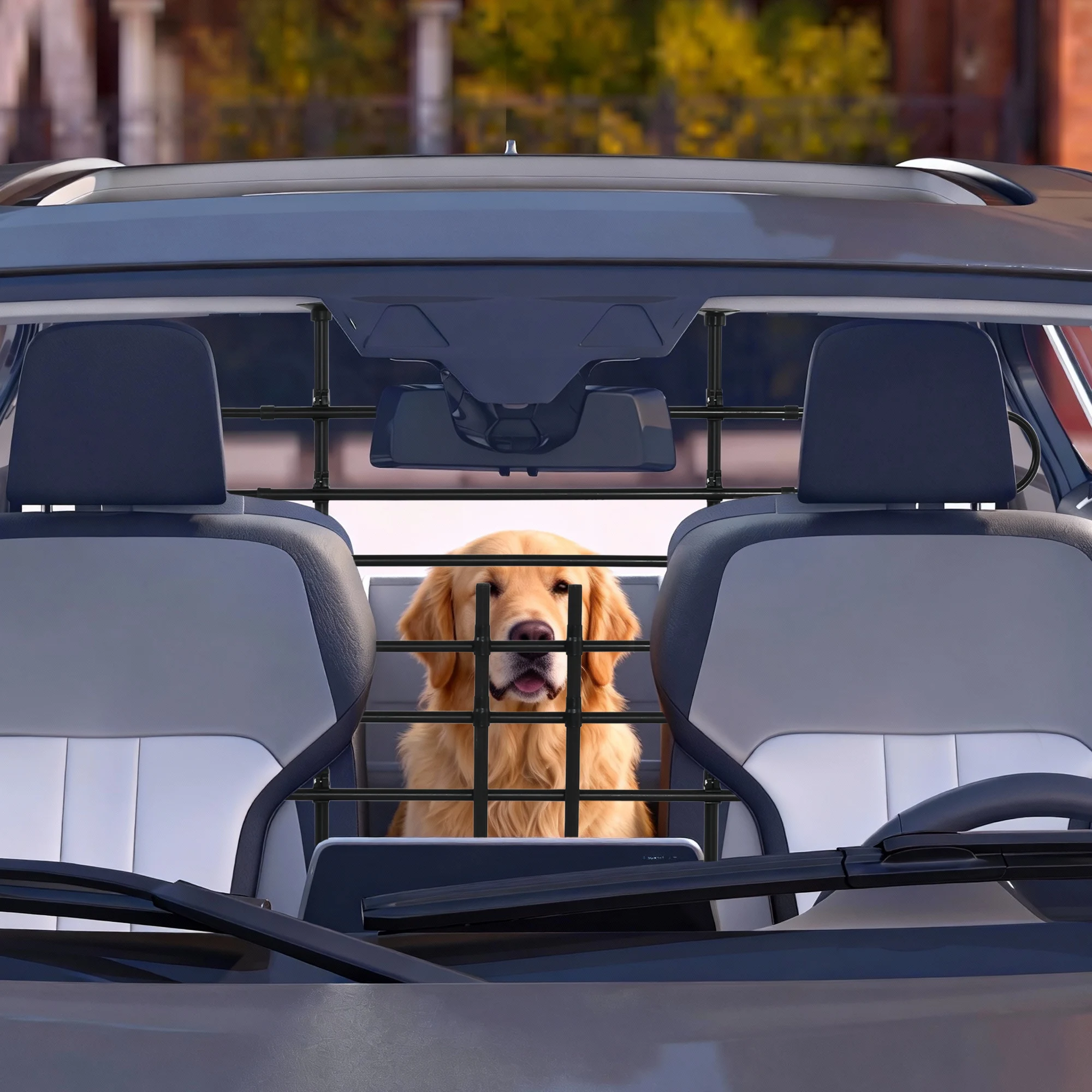 PawHut Griglia di separazione per auto Pawut per cani regolabile, larghezza: 87 cm, altezza: 85 cm, barriera di sicurezza, nero