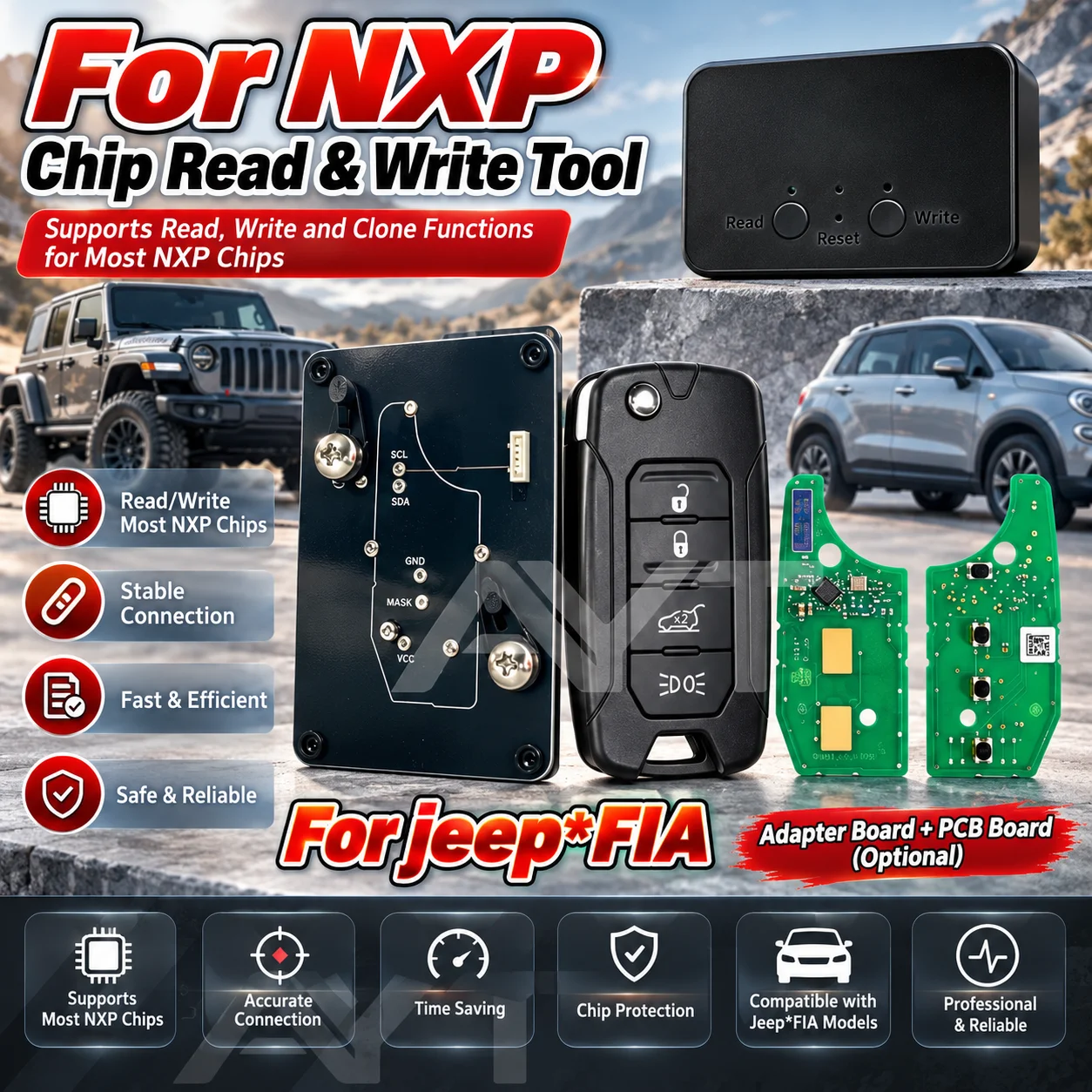 Suitable for Jeep/Fiat, Mckb095 Adapter Is a Solder-Free Tool Compatible with Nxp Killer Devices, Only Supports 4A Chips