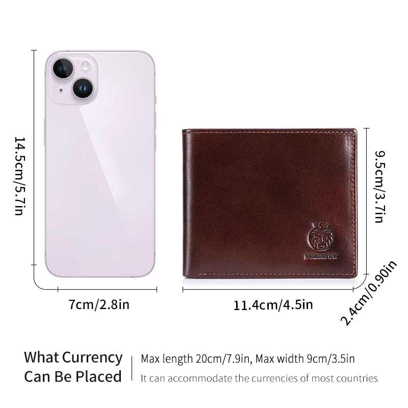 محفظة جلدية أصلية للرجال 9 بطاقات محفظة رجالي Bifold Rfid Blocking مع محفظة حامل بطاقة Windows ID