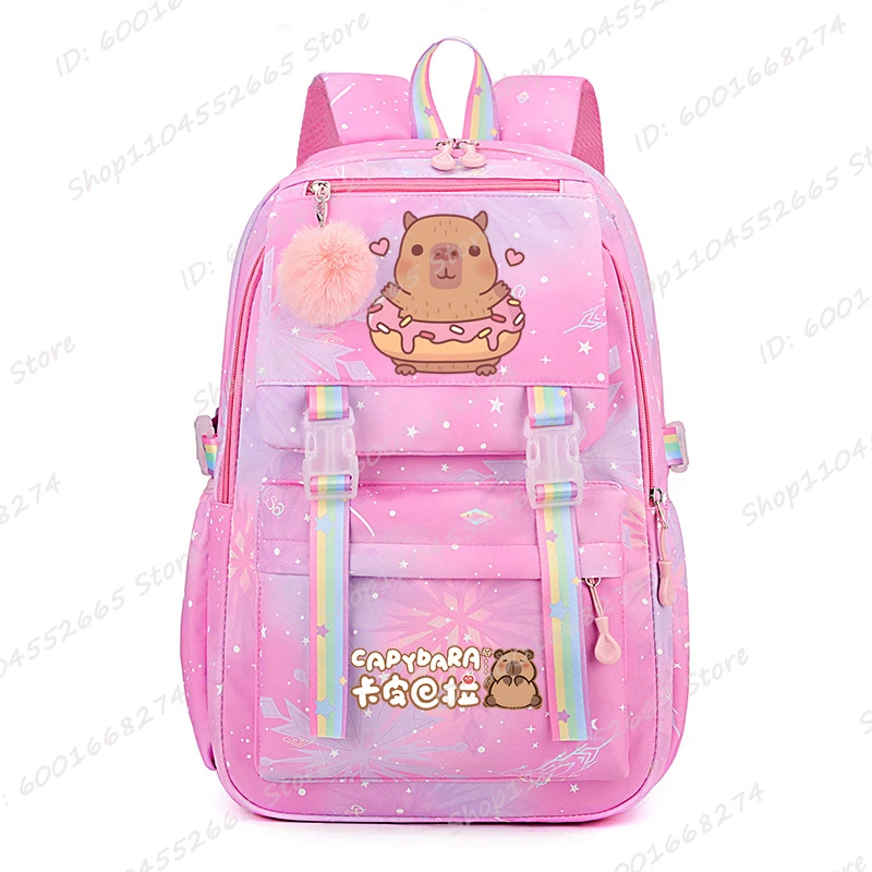 

Cute Capybara & Donut Print Schoolbag Cute Cartoon Print Kids Backpacks Boys Girls Schoolbags Children School Backpack