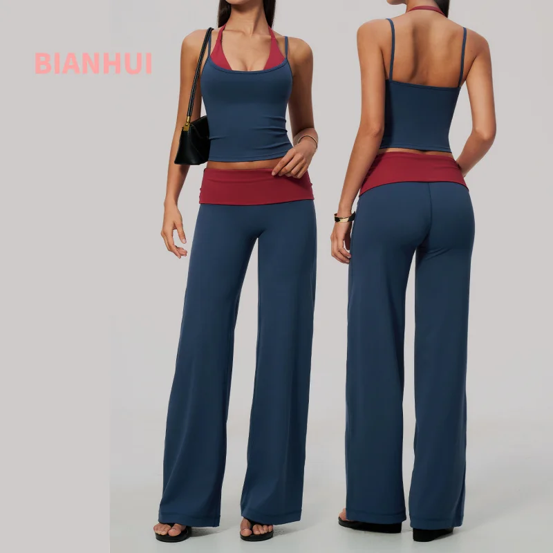 Yoga Outfit With Halter Neck Running Sportswear Outfits Women 2 Piece Yoga Set Breathable Quick Drying Sports Fitness Wear