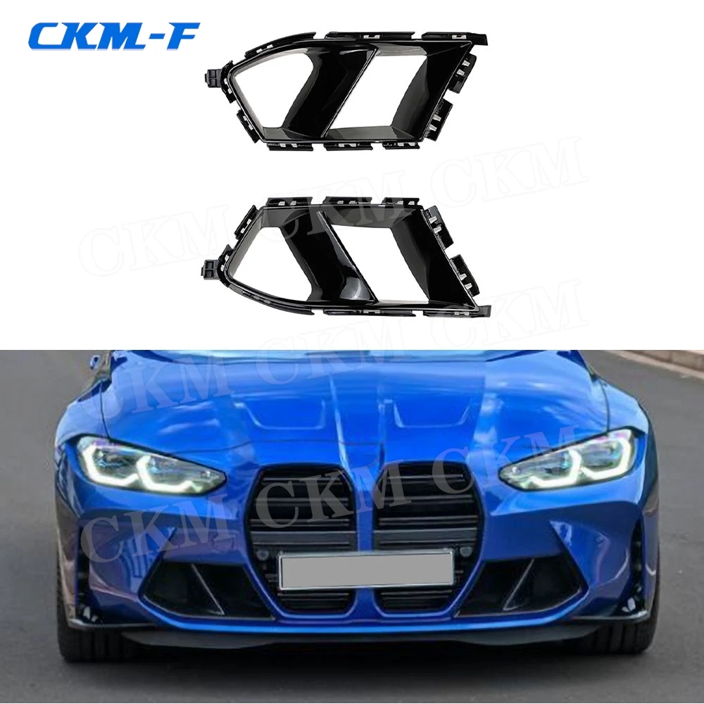 

ABS Carbon Look Front Bumper Air Inlet Grille For BMW M3 M4 G80 G82 G83 2021+ Gloss Black Air Vents Decorative Spoiler Body Kits