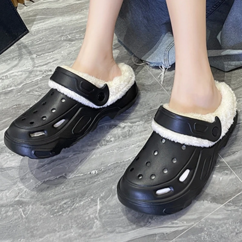 Women\'s Plush Cotton Slippers Winter Comfort Indoor Anti-skid Shoes Flat Shoes Family Bedroom Floor Slippers Internet Celebrity