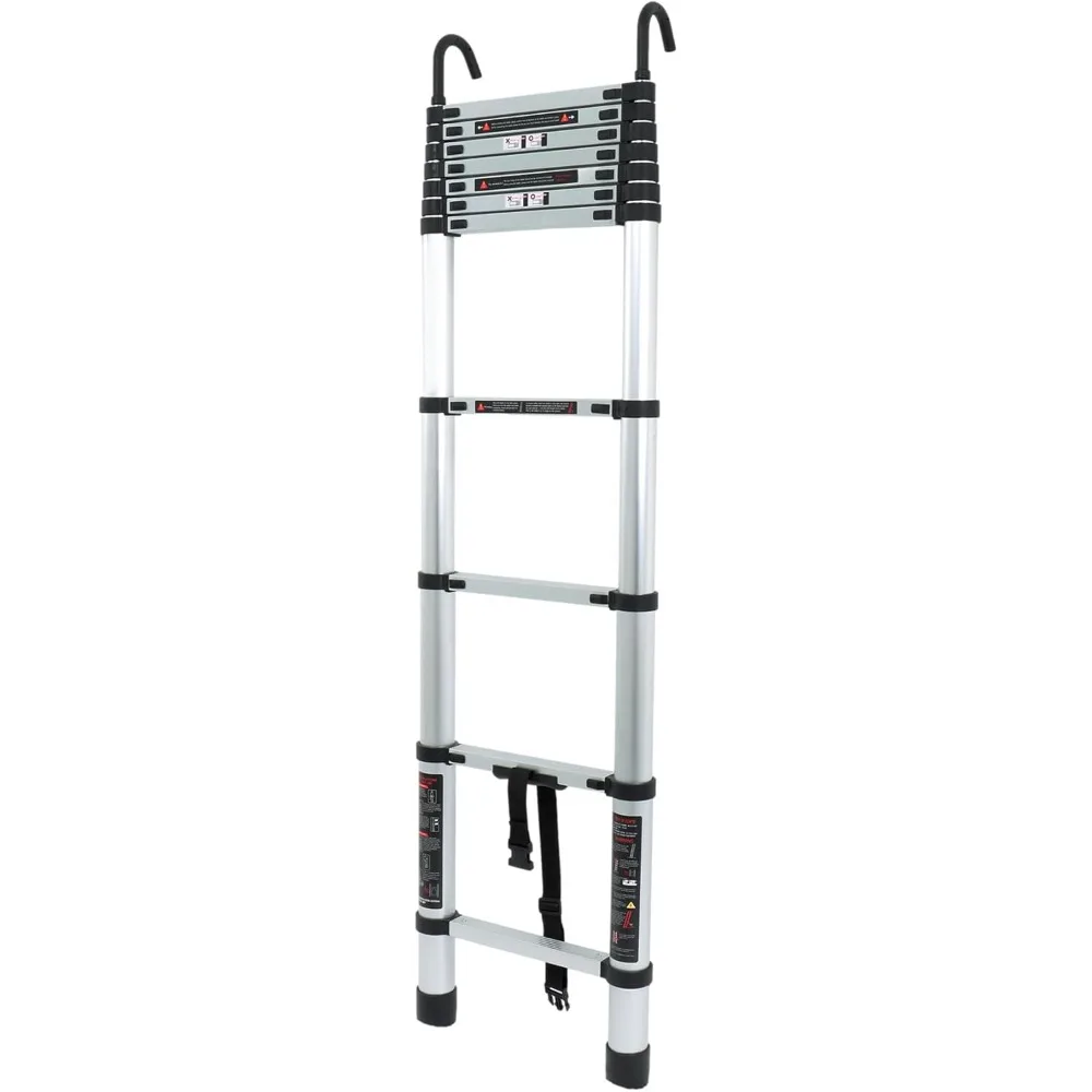 سلم تمديد تلسكوبي 10.5 قدم، سلالم ألومنيوم تلسكوبية قابلة للطي مع خطافات، خطوة سلم خفيفة الوزن قابلة للطي للمركبات الترفيهية #3