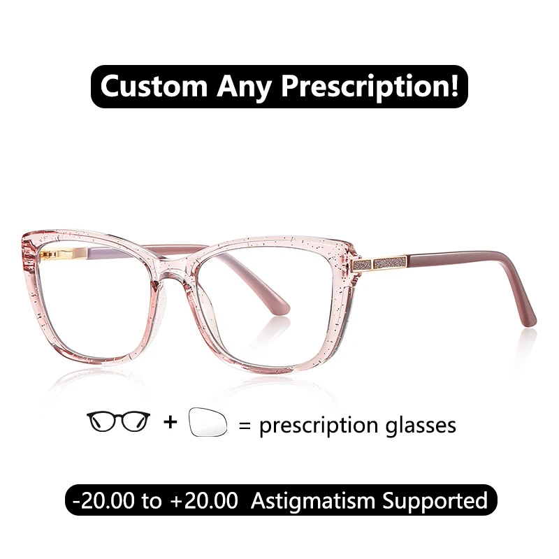 

Custom Cat Eye Myopia Glasses Blue Light Prescription Glasess Multifocal Progressive Safety Clear Reading Eye Glasses Woman