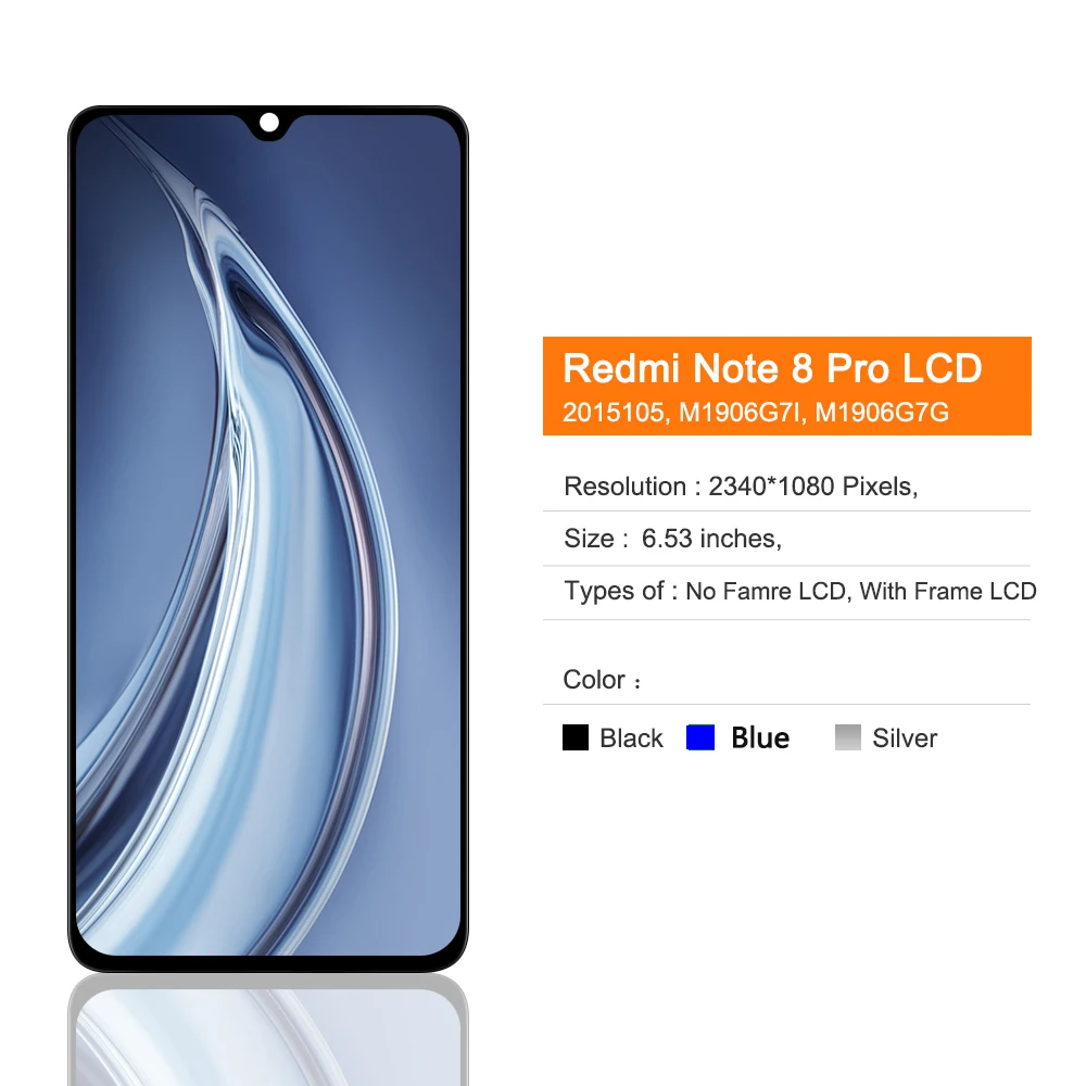 6,53 "Note 8 Pro Display für Xiaomi Redmi Note 8 Pro LCD Display Touch Screen, für Redmi Note 8Pro M1906G7I LCD Display Ersetzen