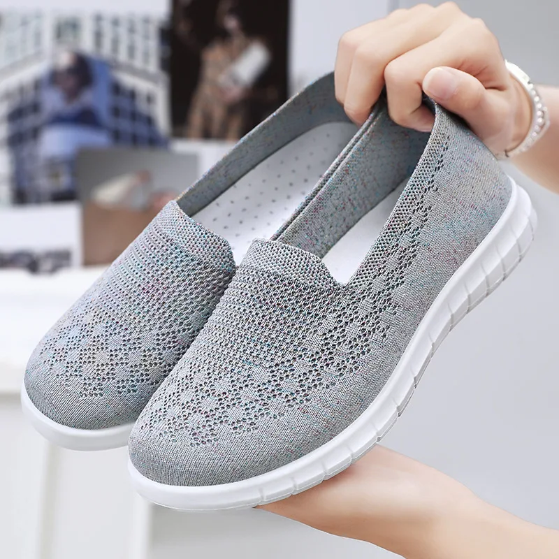 2024 Spring New Women\'s Shoes Flat Comfortable Cloth Shoes Breathable Soft Sole Large Size One Step Casual Shoes for Women