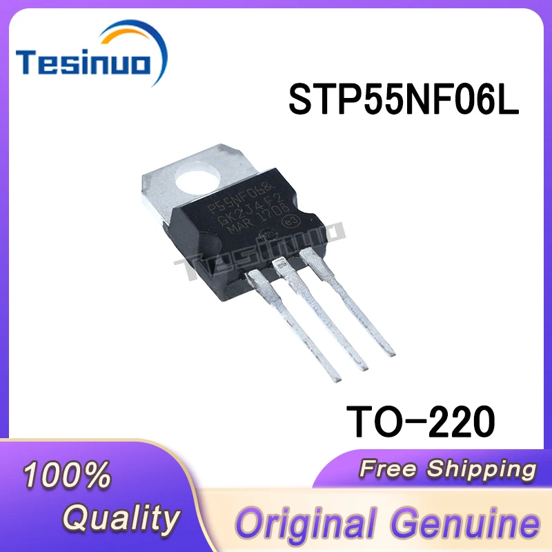 10/PCS New Original STP55NF06L P55NF06L TO-220 50A 60V Field effect tube In Stock