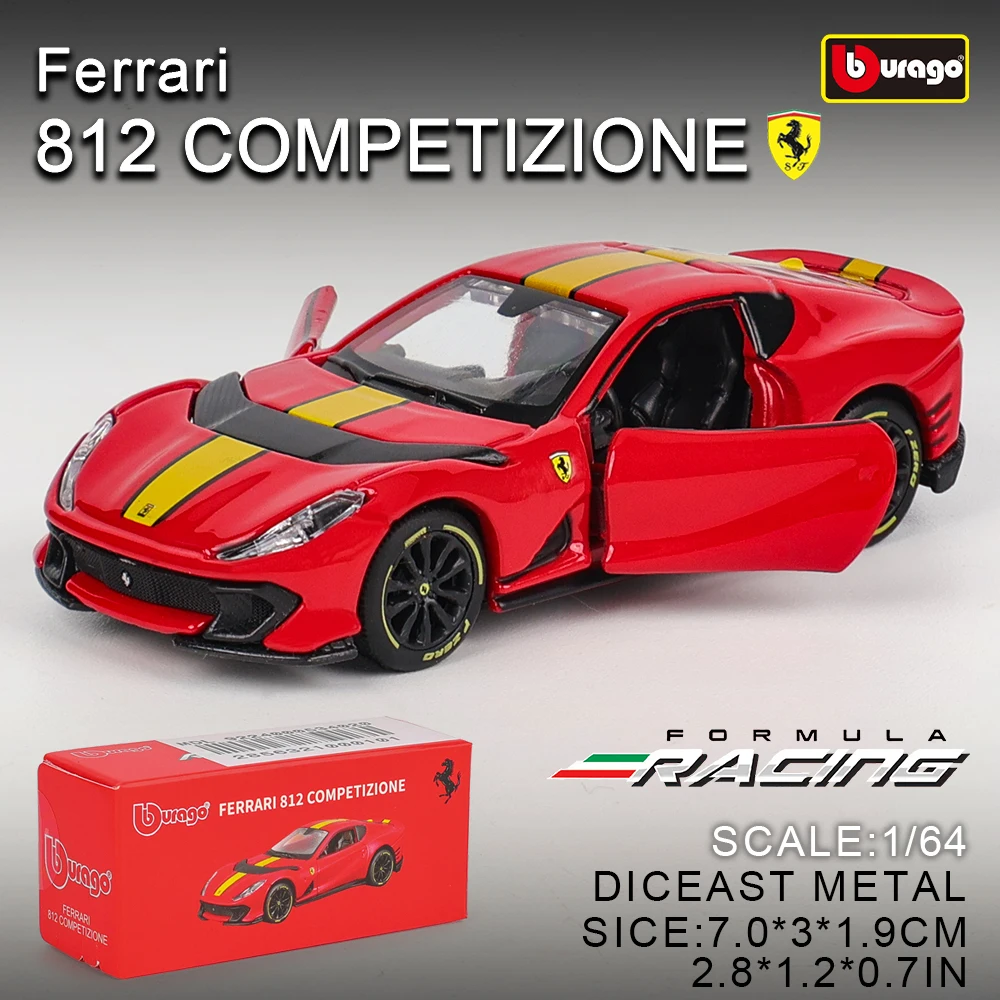 Bburago1:64 Ferrari E812 COMPETIZIONE Model Small Collection Car Alloy Model Toy Gift Scene Decoration Classic and Exquisite