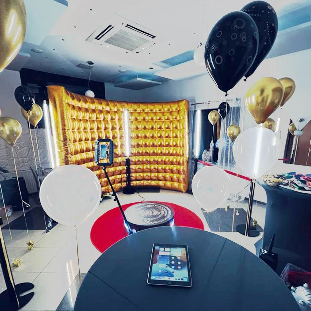 ฉากหลังถ่ายรูปเป่าลม ขนาด 10 ฟุต/3 เมตร สีทอง/เงิน สำหรับงานปาร์ตี้ ให้เช่า ขนาด 3x2.4 เมตร