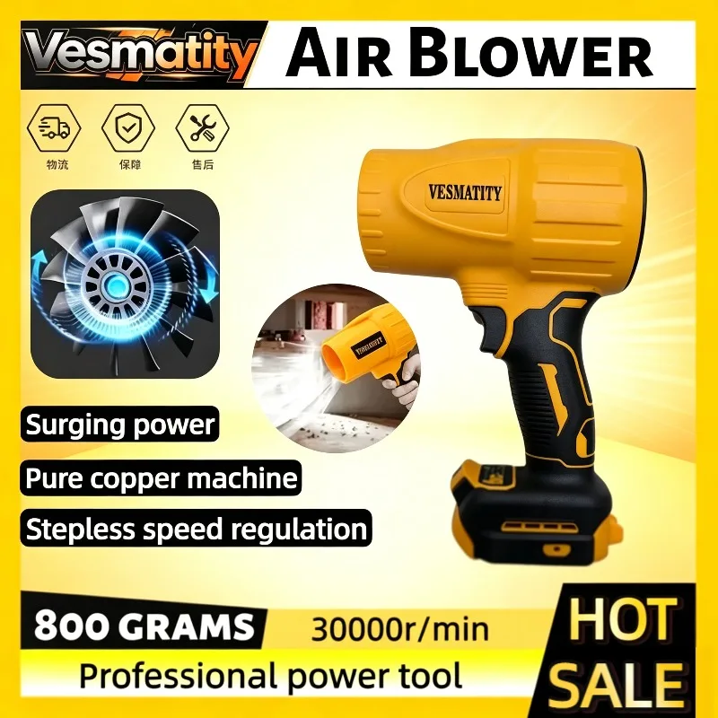 30000RPM Cordless Air Blower Turbo Fan, Handheld Rechargeable Violent Dryer Dust Blowing Tool  for Car home For Dewalt Battery