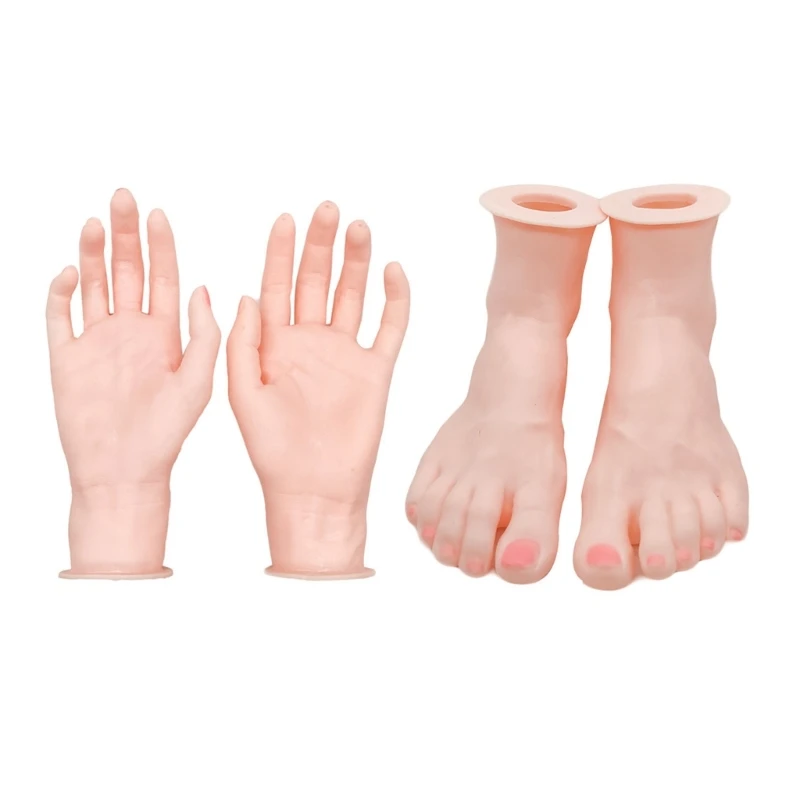 Versatile Silicone Hand and Foot Models Adjustable Silicone Hand Foot Models for Beauty Artists Accessory Display H9ED