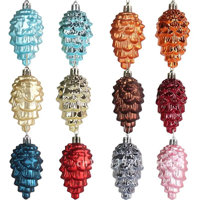 

New Plastic Pinecone Christmas Tree Pendant Christmas Decorations Hanging Gloss Matte Christmas Ball