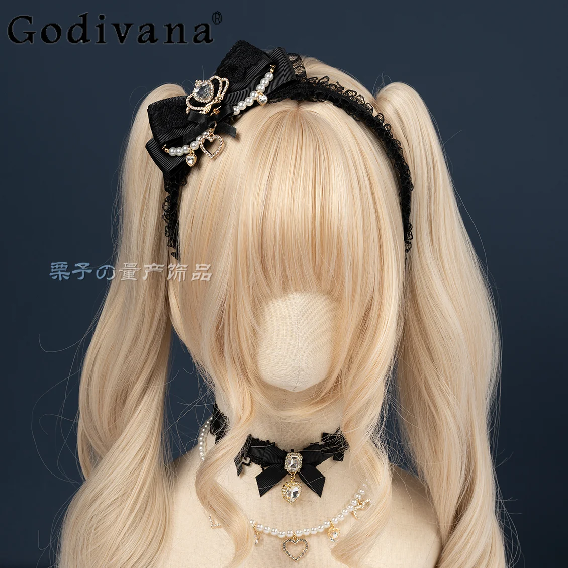 

Japanese Mine Mass-Produced Sweet Lolita KC Headband 2025 New Girl's Women Cute Bow Lace Rhinestone Princess Hair Accessories