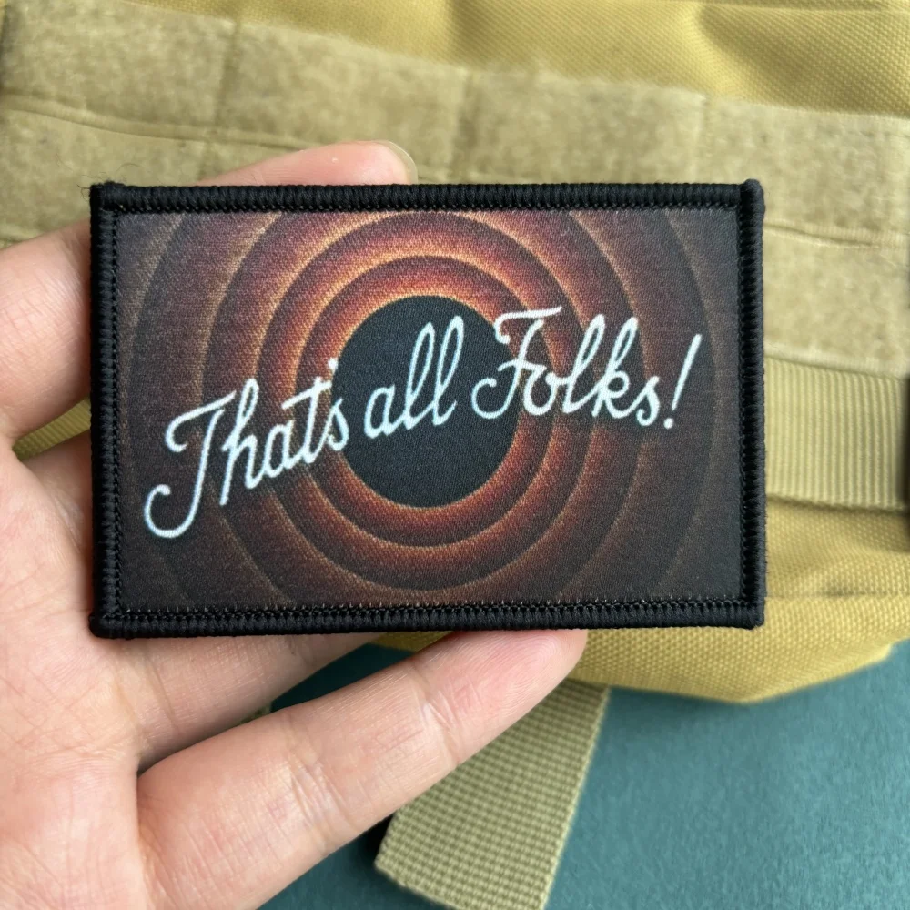 

Jhat's all Folks! Printed Tactical Patch Funny Hook&Loop Armband Military Morale Badge Decorative Backpack Stickers