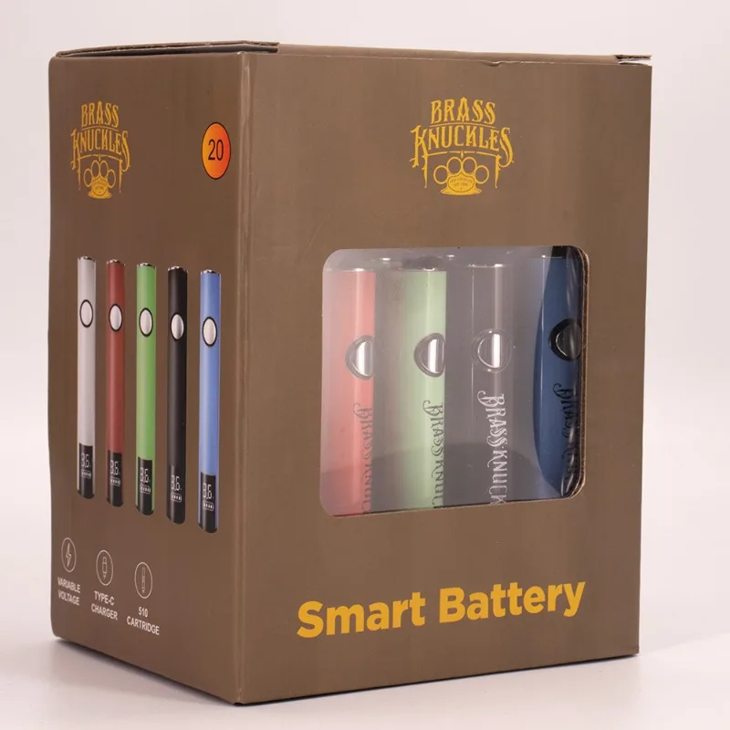 

20 шт., аккумулятор BK Vape, 650 мАч, предварительный нагрев, переменный объем, 510 резьбовых аккумуляторов, зарядное устройство типа C, светодиодный экран, вепы для тележек, картриджи