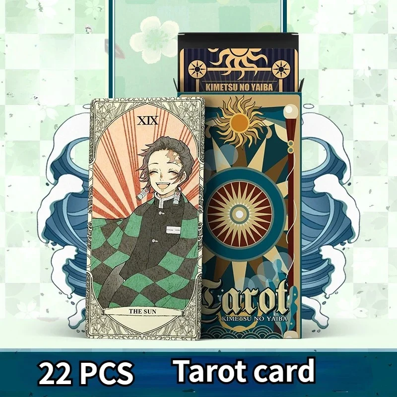 

22Pcs Demon Slayer Anime Peripheral Tarot Tanjirou Nezuko Kimetsu No Yaiba Tarot Card Cosplay Props Game Card Gift
