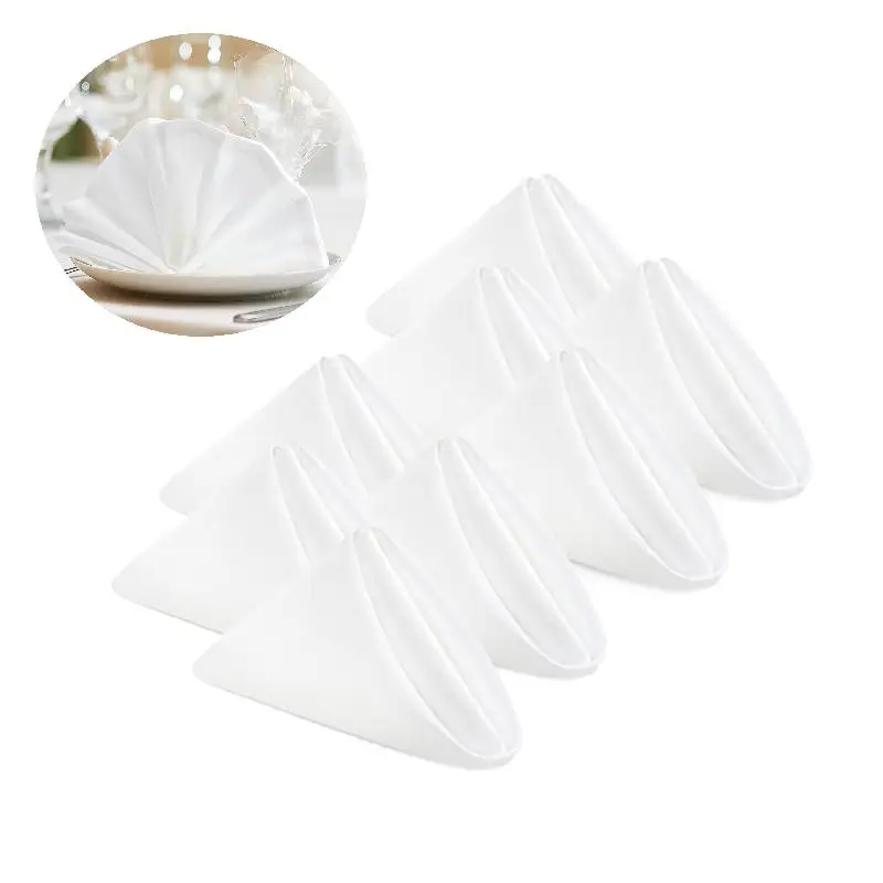 

50pc lightweight satin napkins, measuring 16.93 x 16.93 inches. These elegant dinner napkins are perfect for wedding parties