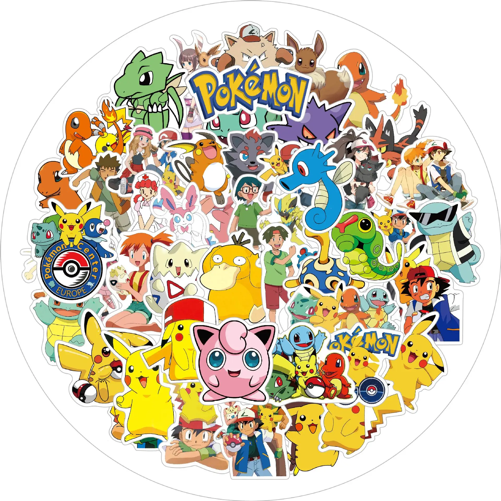 50pcs Cartoon Pokemon Pikachu Stickers Party Favors Supplies Gifts Phone Car Skateboard Laptop Decal Sticker Waterproof Classic