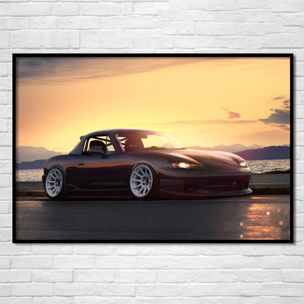 Supercar Sunset Honda s2000 Mazda MX 5 Performance Vintage Car Posters and Prints Canvas Wall Art Painting Living Room Decor