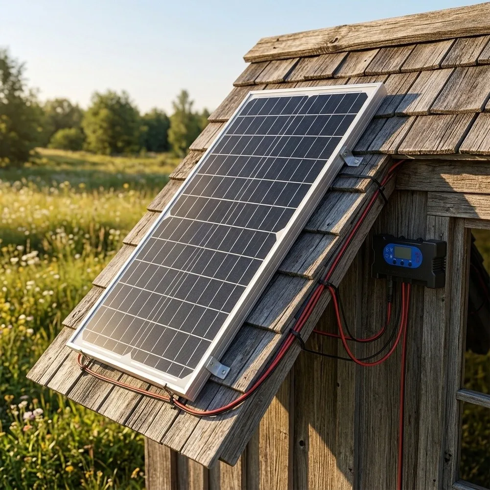Monocrystalline Solar Panel 17W 5V 12V 18V Output for Outdoor Battery Charging with Waterproof Front and Protected DC Connector