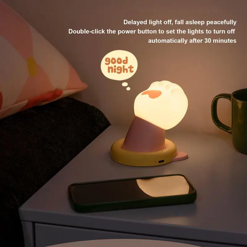 Paw Night Light หรี่แสงได้ Clapping Light ความแปลกใหม่โคมไฟปรับความสว่างโคมไฟกลางคืนน่ารักโคมไฟข้างเตียงสําหรับตกแต่งบ้าน