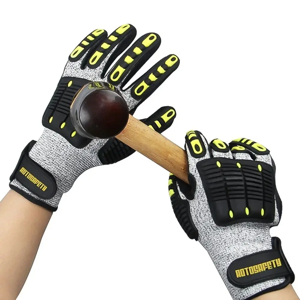 1Pair Anti-vibration Protection Working Gloves Anti-smashing Level 5 Anti-cut Anti-collision Gloves S/M/L/XL/2XL Outdoor Rescue