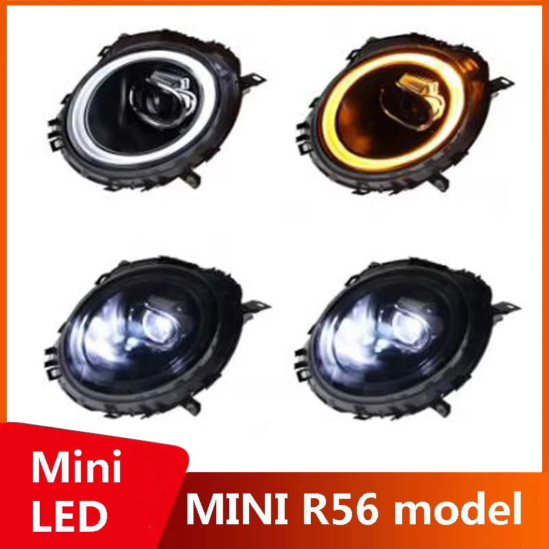 

For Modified BMW MINI R56 Cars: Mini LED Daytime Running Lights with Projector Lenses, Angel Eye Headlights