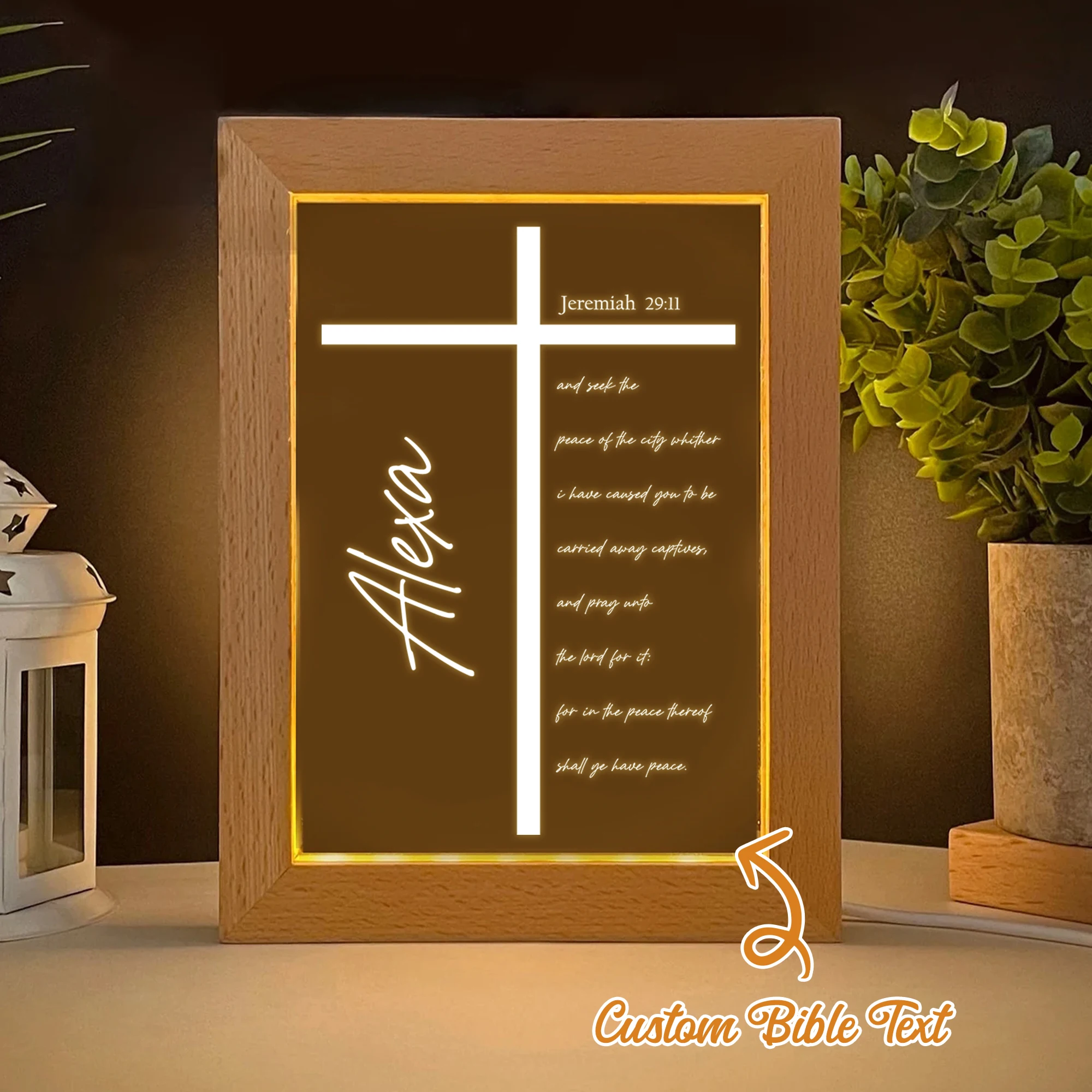 

Customized Bible Verses LED Night View Photo Frame Personalized Gifts Family Living Room Bedroom Dining Room Home Decoration