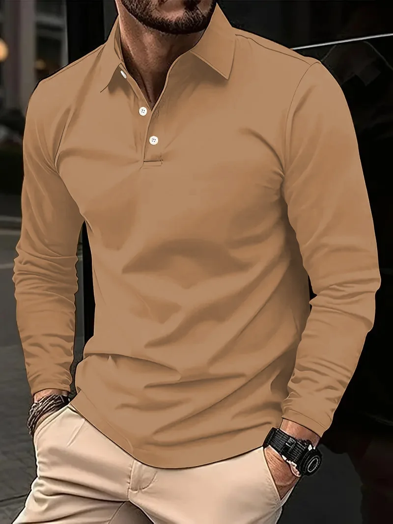 

Solid color Long Sleeve Polo Quick Dry T-shirts Mens Breathable Sports Tees Casual Golf Polo Shirts Work T-shirt Pullover Tops