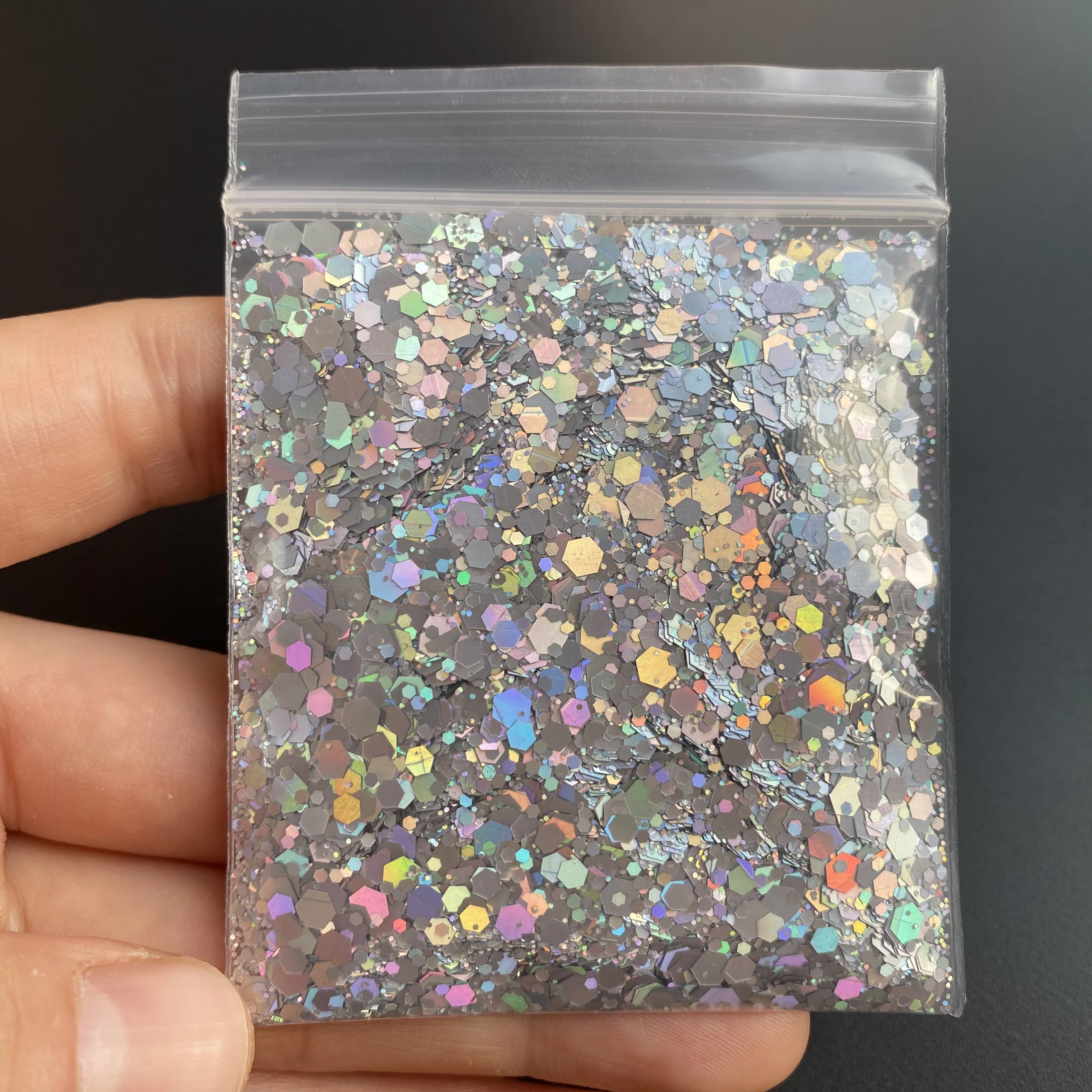 10G Rits Zak Holografische Chunky Glitter Shiny Kleur Shift Gemengde Nail Art Pailletten Sparkle Hexagon Huisdier Poeder Vlokken