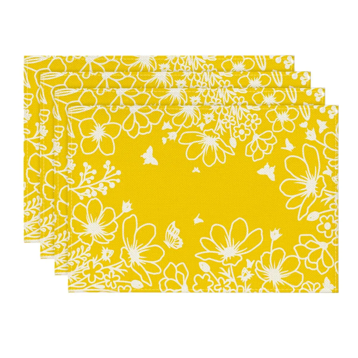 

Yellow Bloom Flowers Floral Spring Placemats,12x18 Inch Seasonal Summer Table Mats for Party Kitchen Dining Decoration
