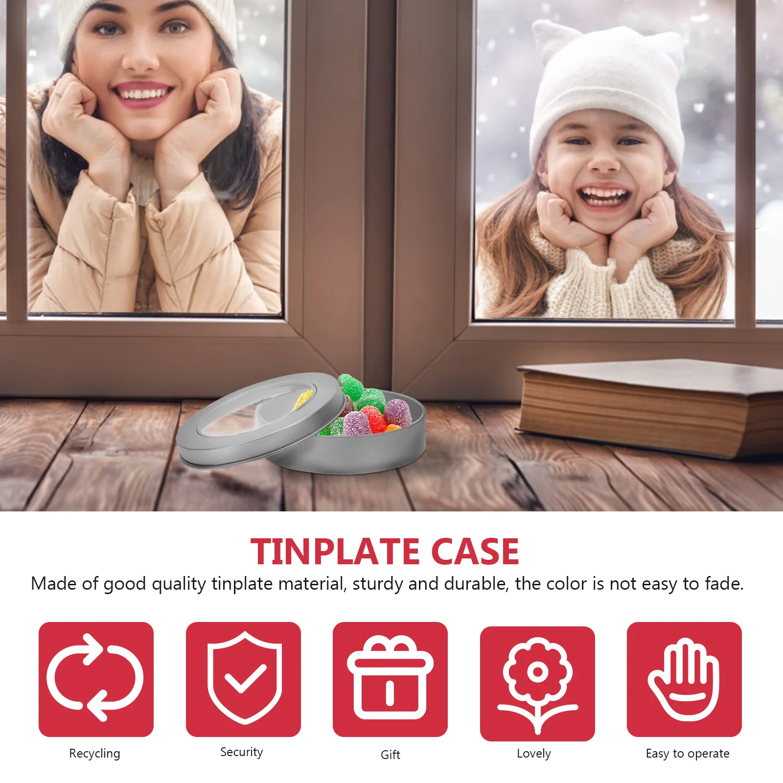 

10pcs Cookie Tin Box Round Metal Storage Container For Candy Cake Jewelry Sundries Tinplate Can Candy Holder Snack Case