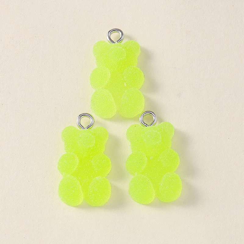Leslie 20 Stück 7-farbige bunte Bären-Anhänger aus Harz, Glitzer-Bonbonfarben, Gummibärchen-Anhänger für Halsketten, Armbänder, Schlüsselanhänger, DIY-Zubehör – Detail 8