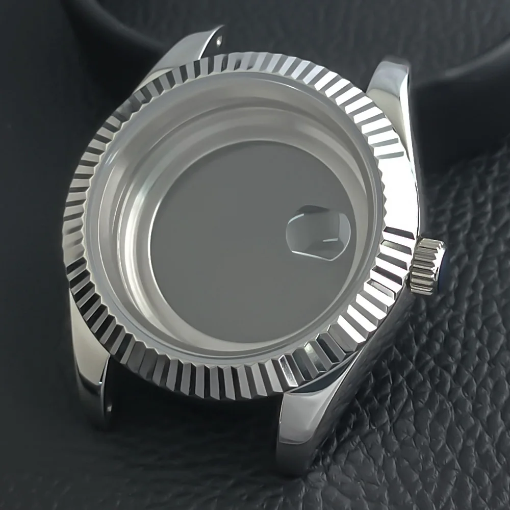 40 مللي متر صالح M8285/8215 حركة/القرص الرجال الصلب ساعة اكسسوارات سوار حزام ساعة صندوق الياقوت الزجاج ساعات المعصم