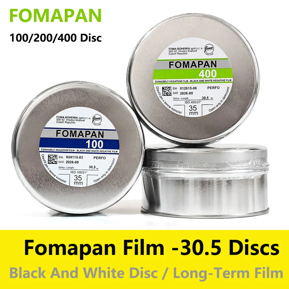 30.5 م التشيكية الأصلية FOMAPAN 100/200/400 135 قرص أبيض وأسود فيلم عكس القرص التعبئة والتغليف القرص (حياة الرف: 2026)