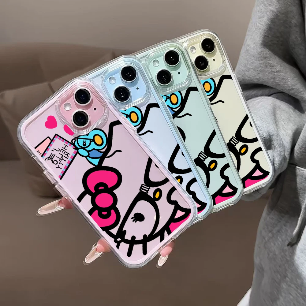 Hellokitty Pattern 2in1 Clear Phone Case For Samsung Galaxy S26 Ultra S25 S23 FE S24 S22 Plus A57 A37 A55 A54 A36 A35 A16 Cover