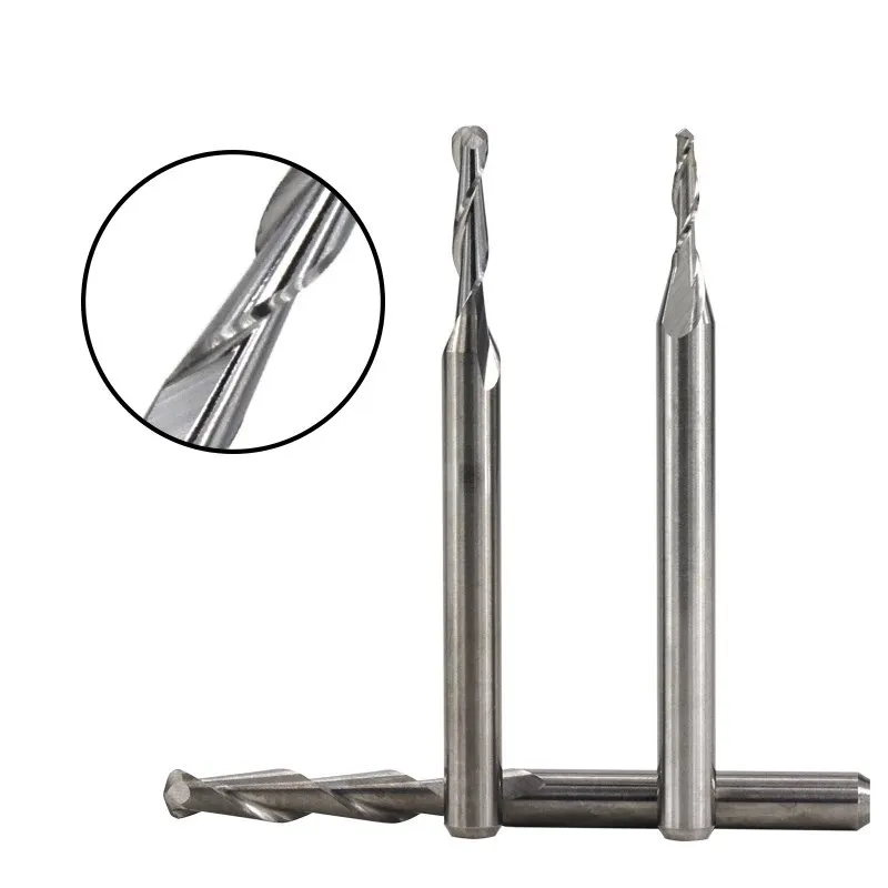 Ball Nose End Mill Set 10pcs 1/8'' Shank Spiral CNC Router Bit Wood Engraving Bit Milling Tool for Hardwood PVC Density Board 