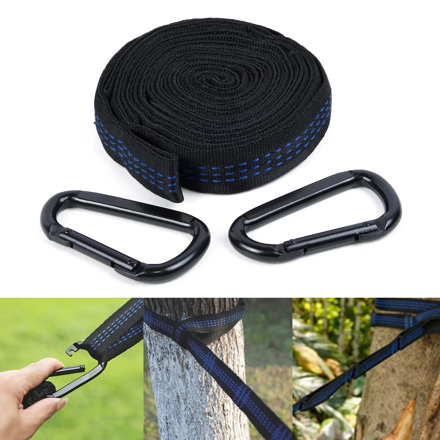 2 Adjustable Tree Hanging Extension Hammocks Straps Heavy Suspension+2 Buckle High-strength Polypropylene Hammocks