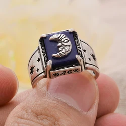 2023 New Arrival Elegant Lapis Lazuli Stone Moon Design Retro Thai Silver Ladies Ring Jewelry For Women Gifts No Fade