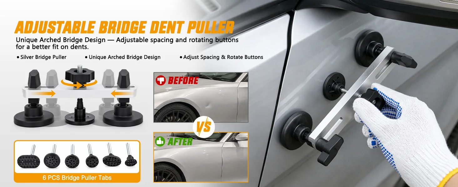 Nilight Car Dent Puller Paintless Dent Repair Kit Adjustable Lifter Glue Gun Rubber Hammer Tap-Down Pen 18 Puller Tabs Removal Tool for Car Refrigerator Dents Hail Damage Door Body Ding