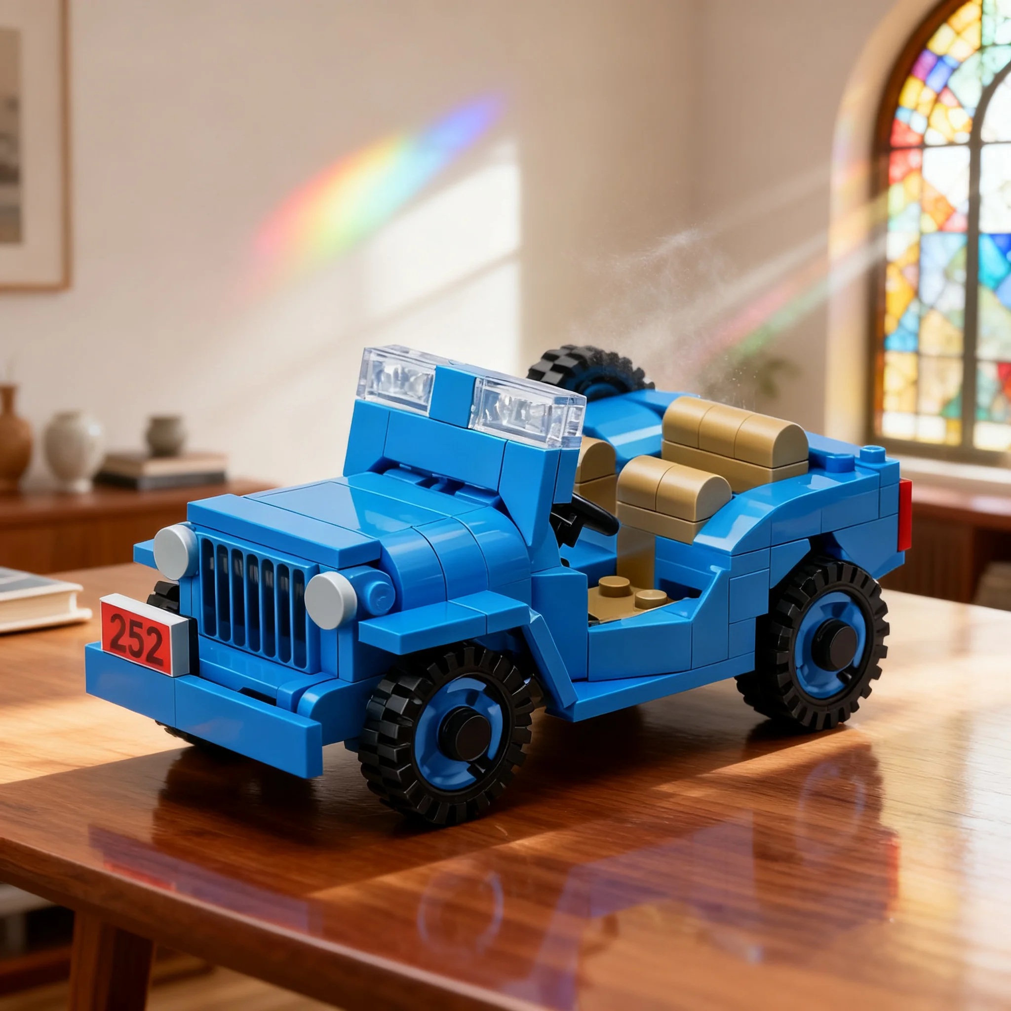 253 pièces MOC Le Jeep Bleu Tintin Destination Moon City Champions Modèle Blocs de Construction Briques Jouet Cadeau de Noël