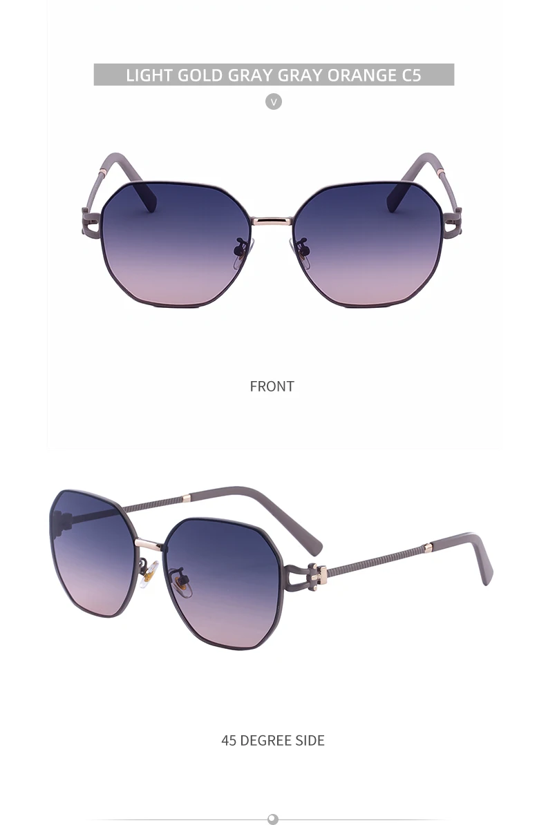 Übergroße quadratische Sonnenbrille für Damen – Luxusmarke 2026, Punk-Metallrahmen, Polygon-Sonnenbrille für Damen, modische Eyewear-Shades – Detail 17