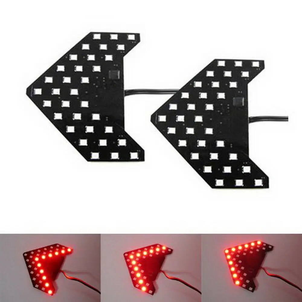 2 FlèChes LED SéQuentielles Rouges 33-SMD pour Clignotants de RéTroviseur de