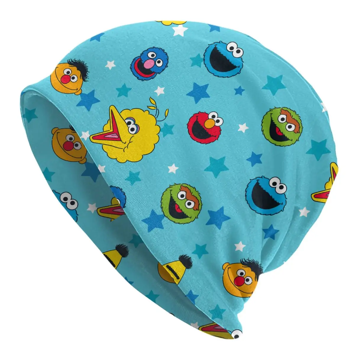 Sesame Street Best Friends Star Pattern Bonnet Hats Hip Hop Outdoor Skullies Beanies Hats Men's Women's Warm Dual-use Caps