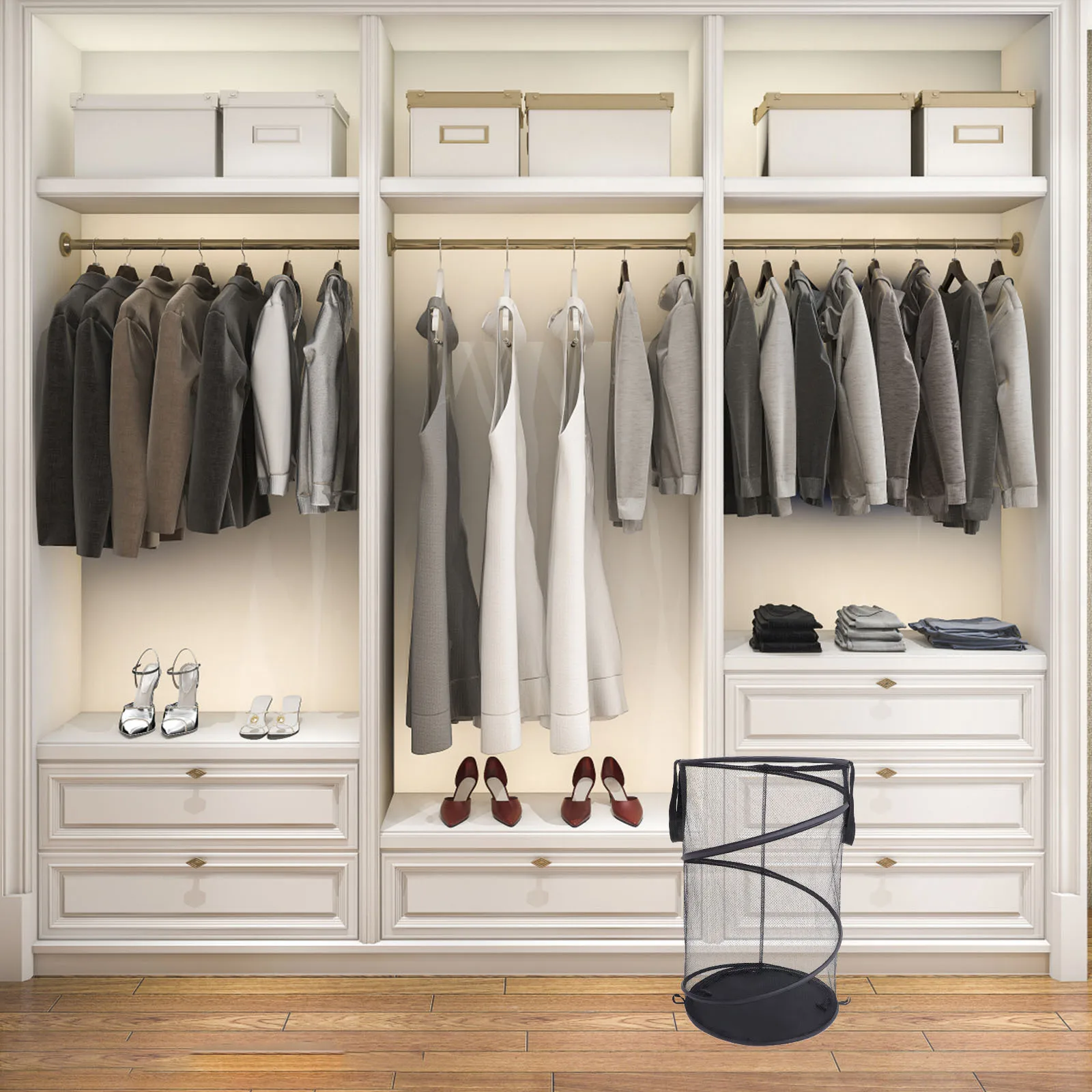 

Foldable Laundry Hamper With Handles Large Capacity Collapsible Clothes Storage Basket For Home Dorm Outdoor Travel Polyester