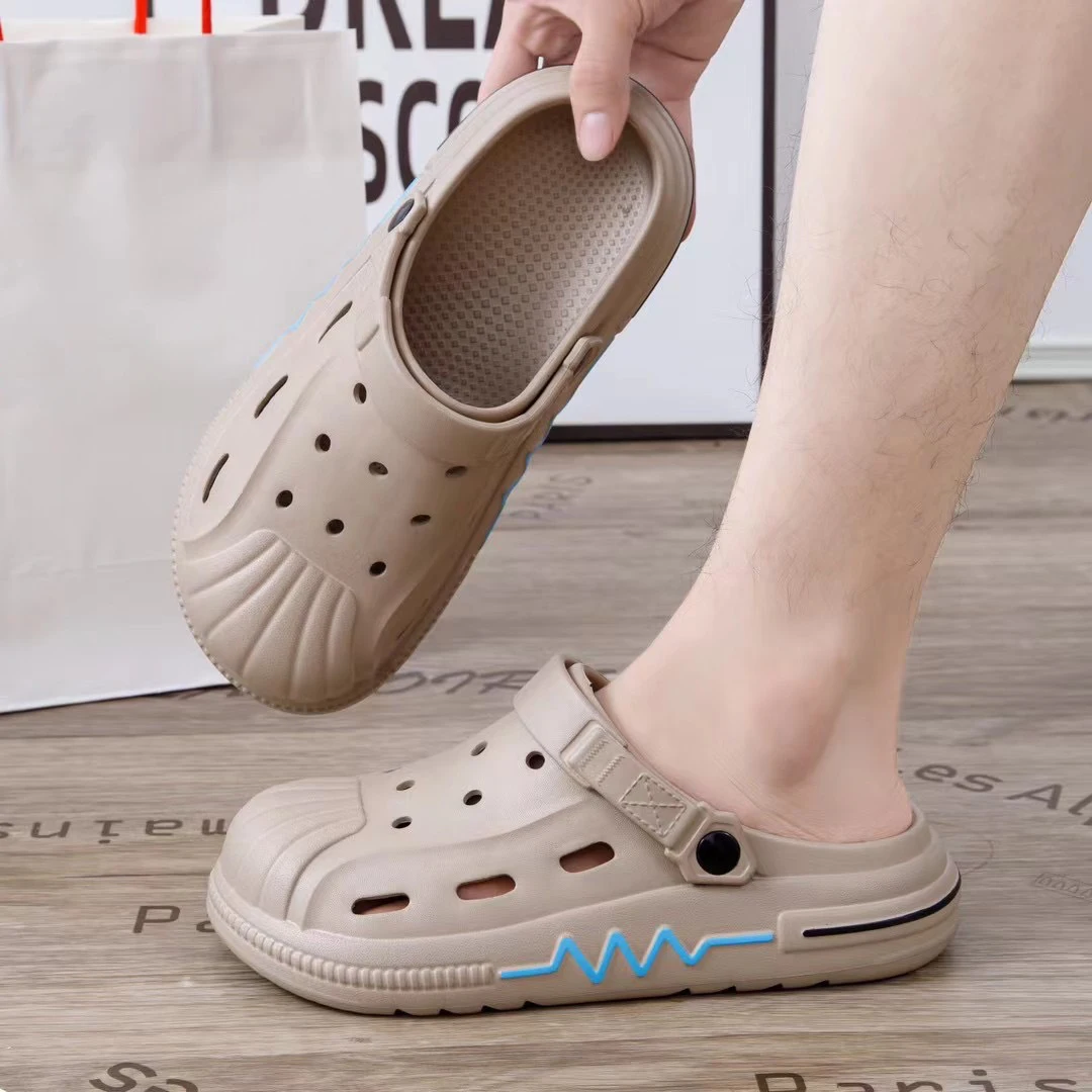 

1 пара мужских сабо, летняя мужская садовая обувь, сандалии из ЭВА, модная повседневная пляжная обувь, уличные спортивные тапочки на нескользящей мягкой подошве