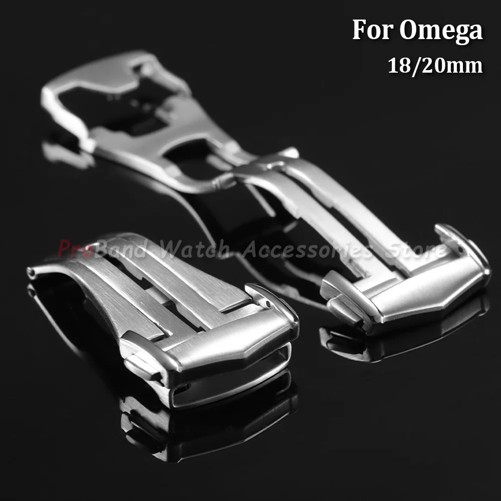 For Omega 304L Stainless Steel Brushed Metal Clasp 18mm 20mm Deployment Butterfly Buckle Silver Gold Rose Watch Folding Button